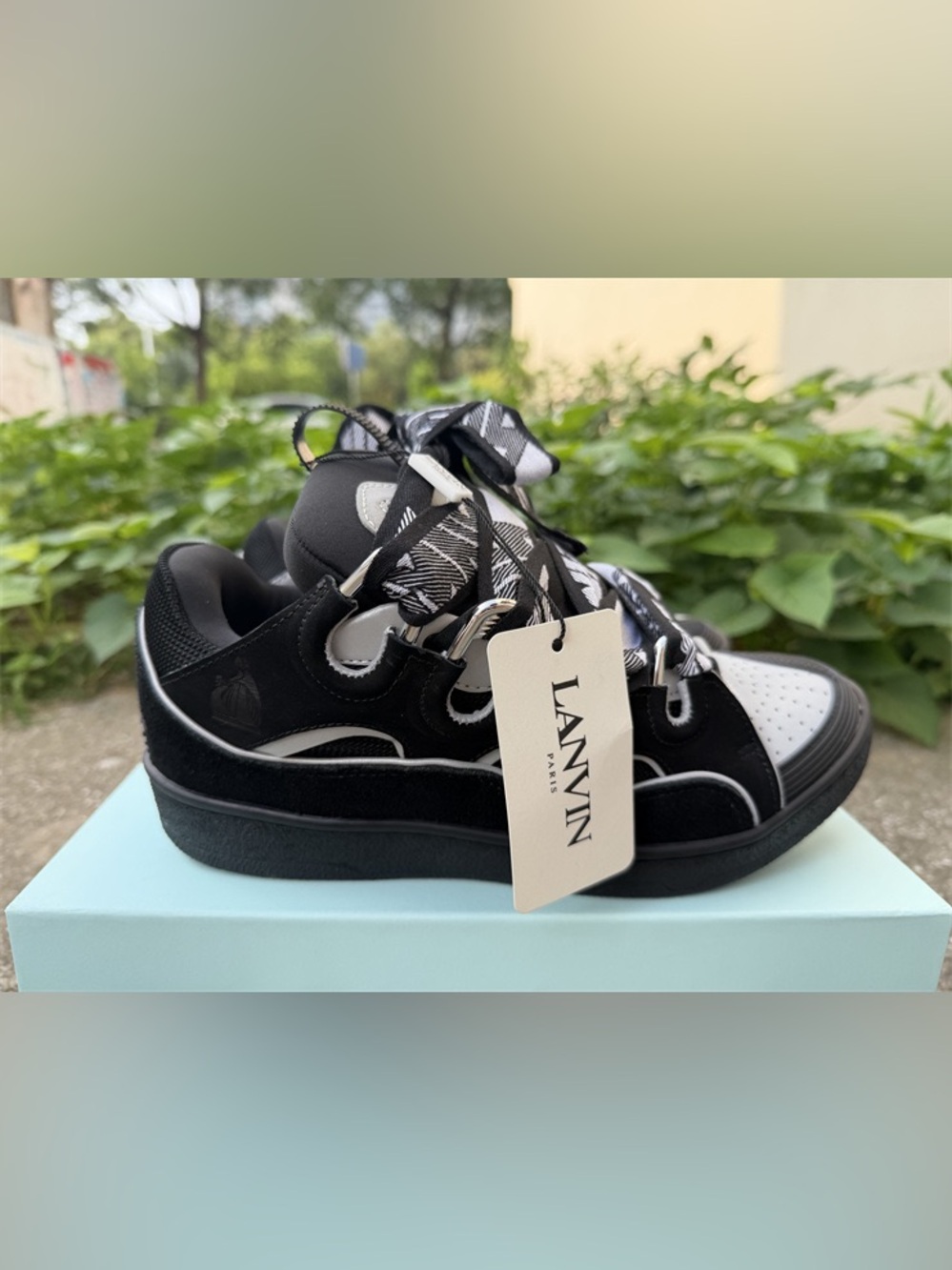 Lanvin Black and White Low-Top Sneakers